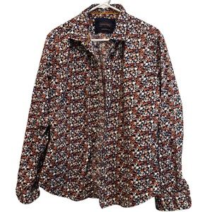 Floral button front shirt with contrasting cuffs